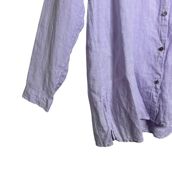 Eileen Fisher XS Handkerchief Organic Linen Shirt Wisteria Button Minimalist - Picture 6 of 11